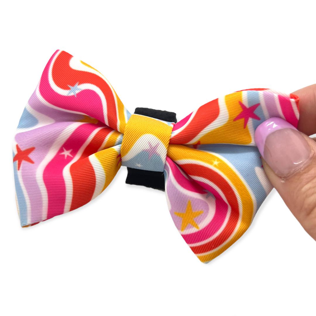 rainbow dog bow tie